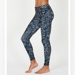 Sweaty Betty Women’s Contour Workout Leggings Beetle Blue Stay Wild Print Large